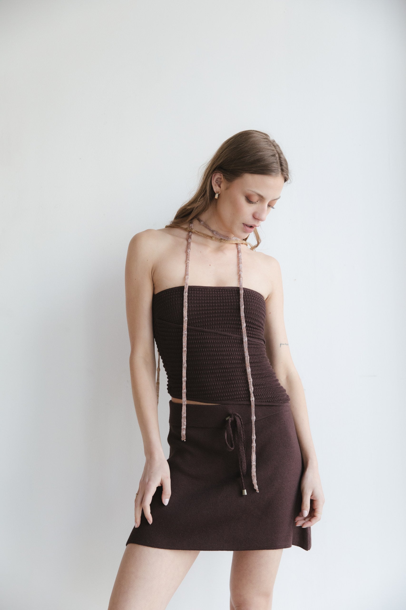 Mini Falda Alaia · Chocolate