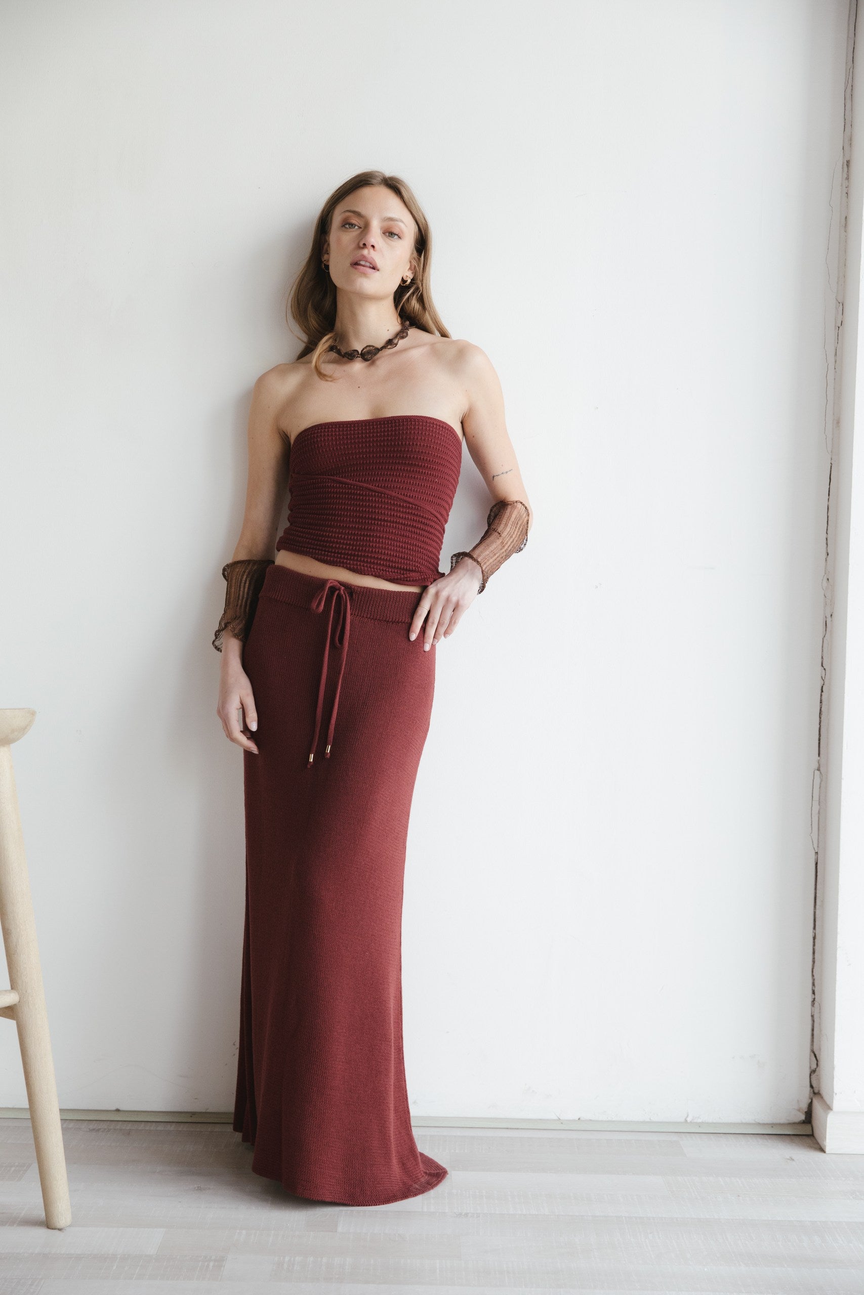 Falda Alaia · Granate