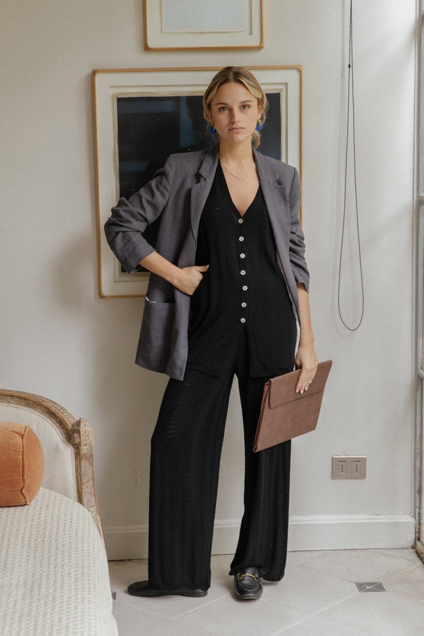 Pantalon Ondas · Negro