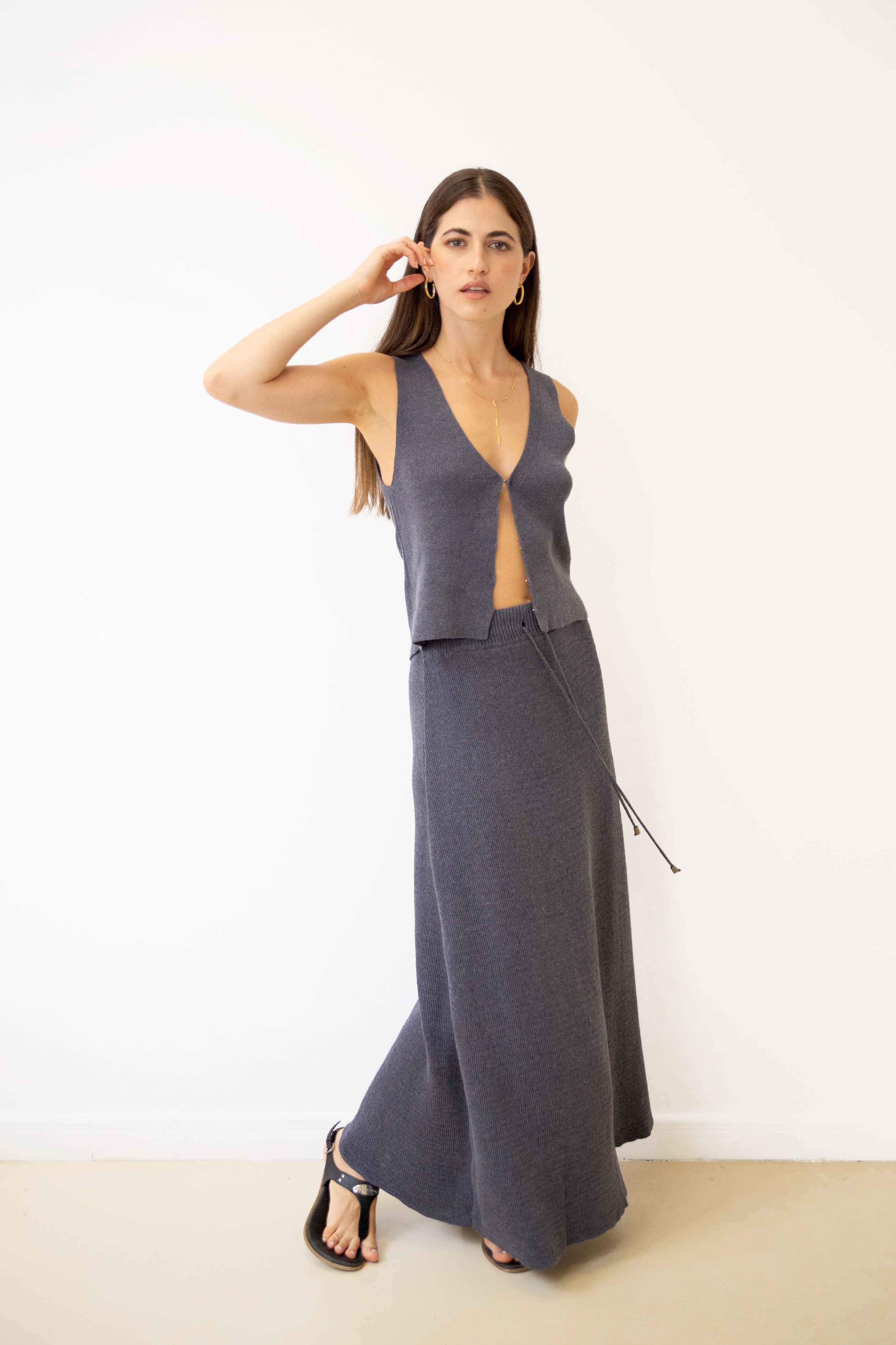 Falda Alaia · Azul Piedra