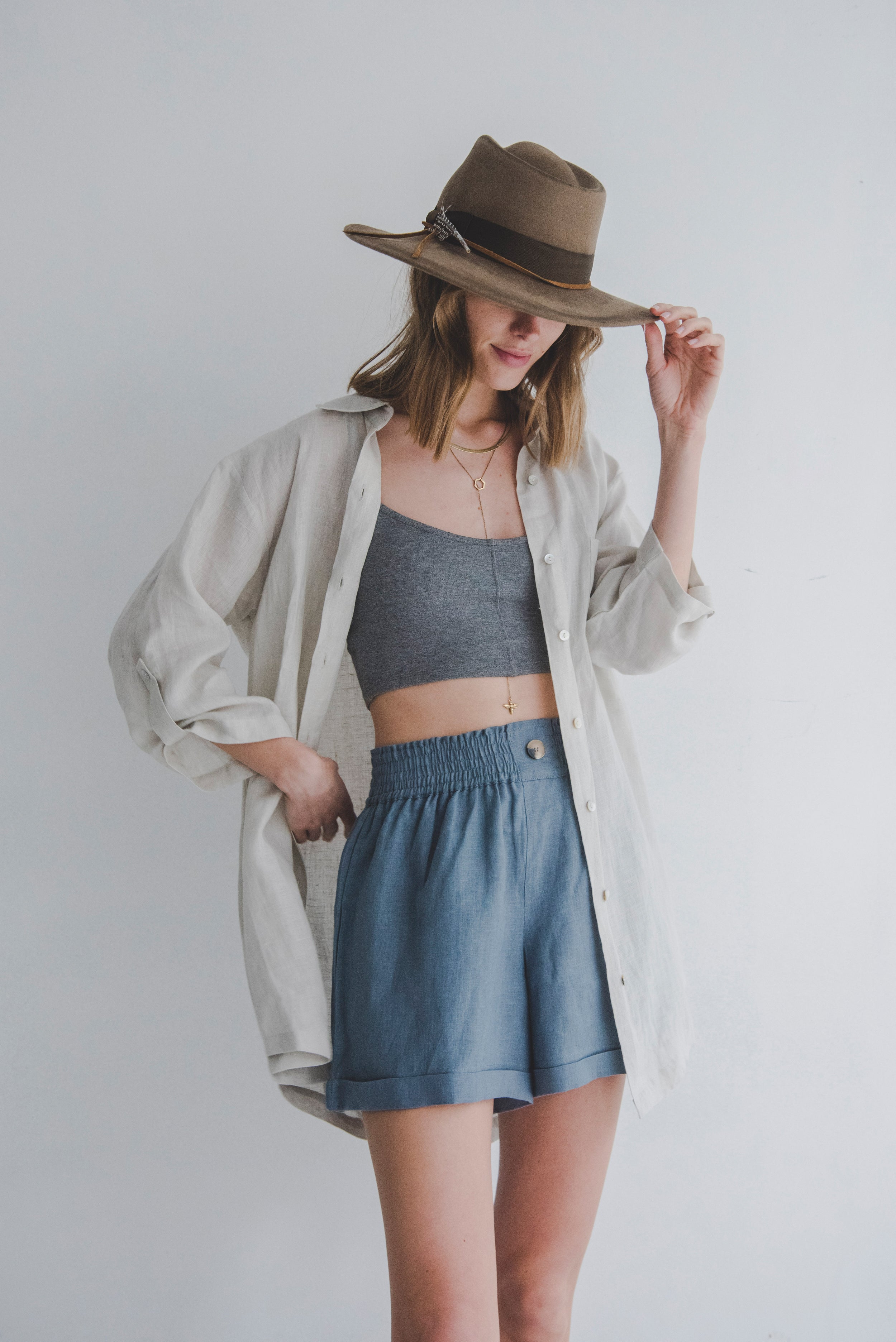 Short Palma · Azul Piedra