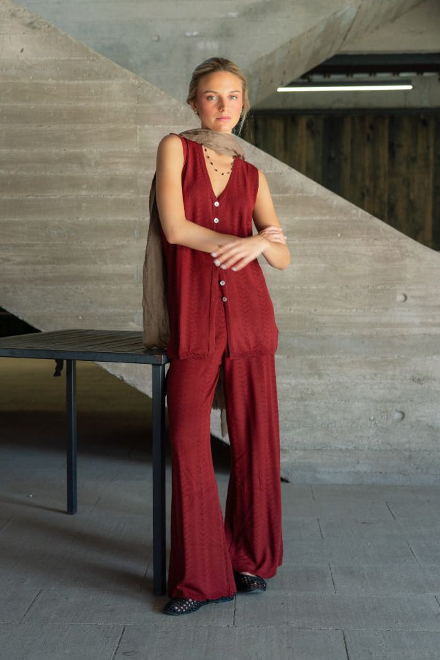 Pantalon Ondas · Granate