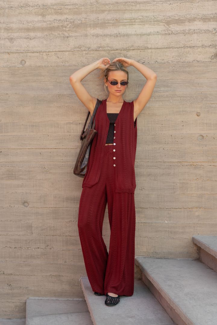 Pantalon Ondas · Granate