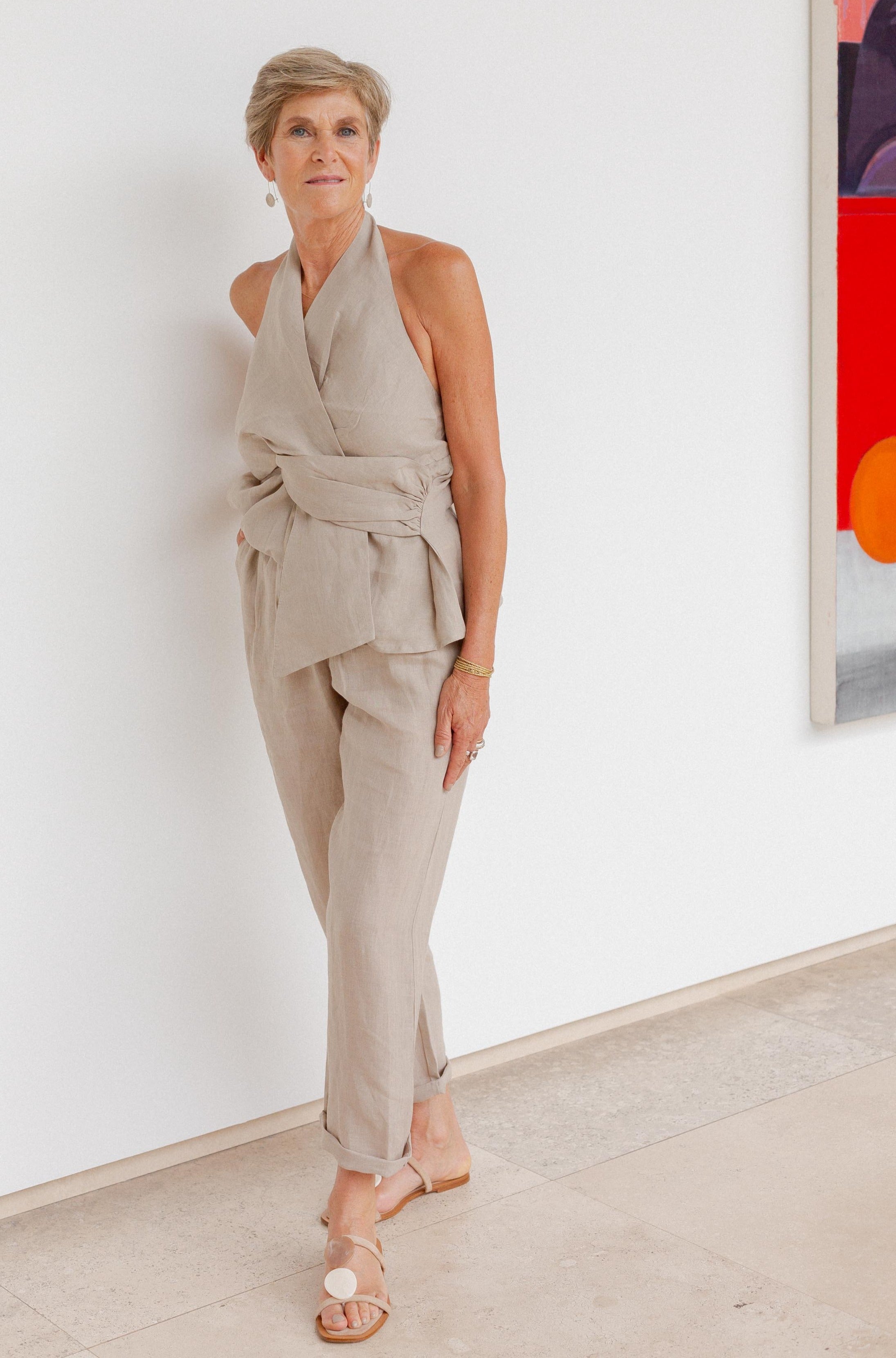 pantalon de lino elasticado