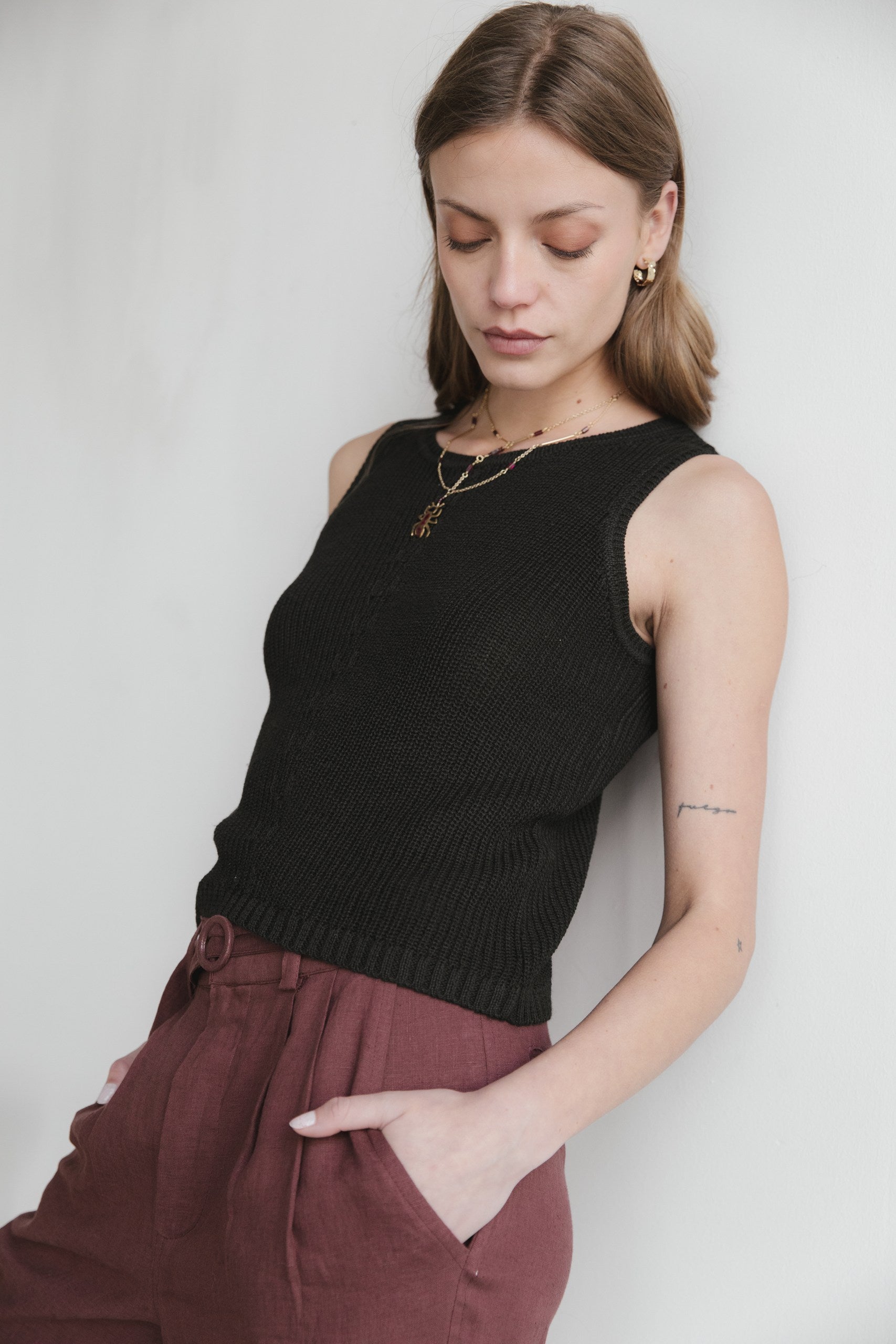 Top Espiga · Negro