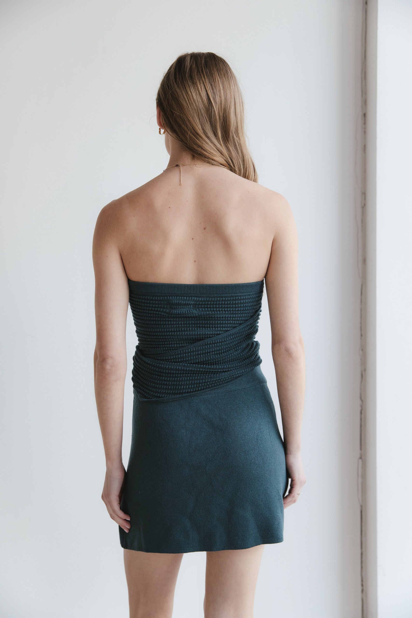 Mini Falda Alaia · Cerceta