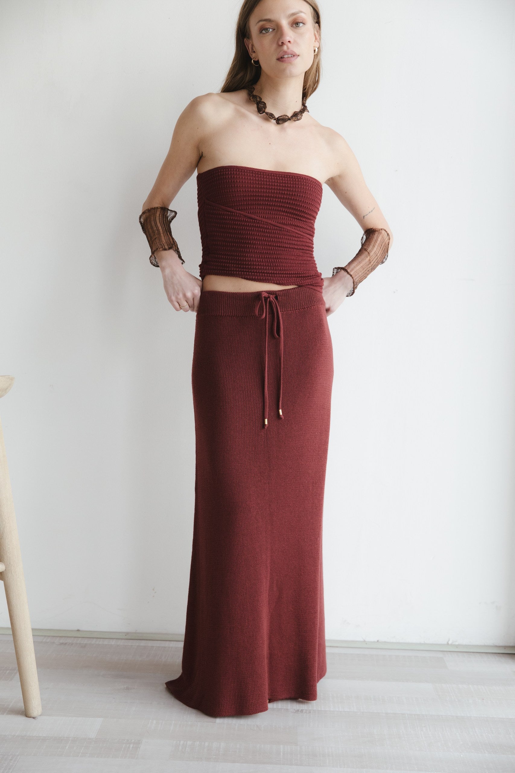 Falda Alaia · Granate