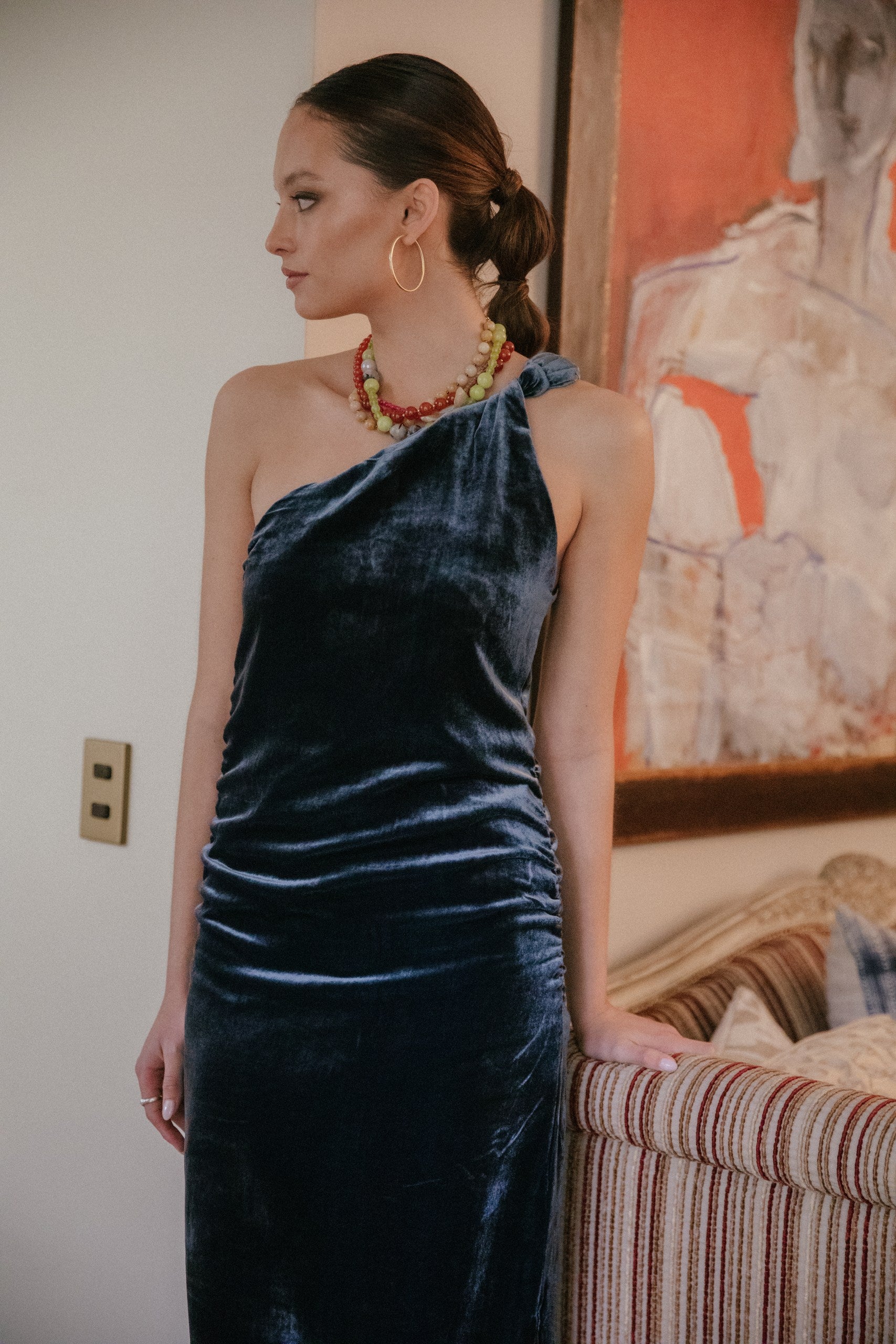 Vestido Atenas Velvet · Azul Prusia