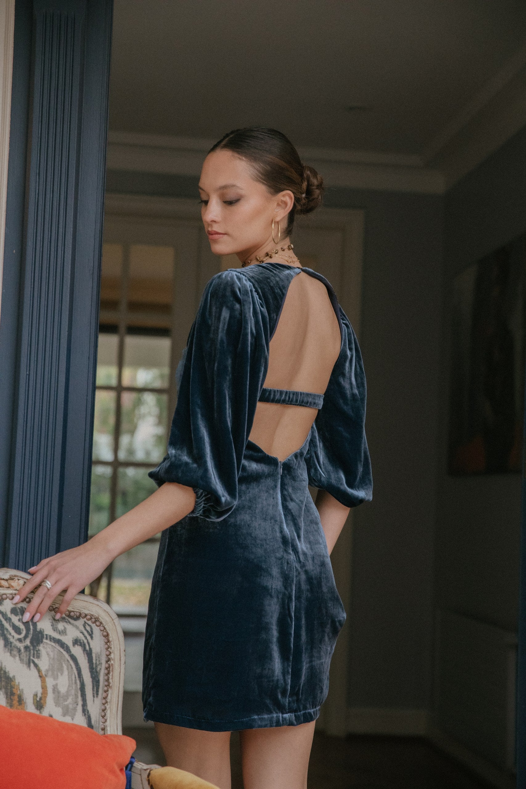 Vestido Lime Velvet · Azul Prusia
