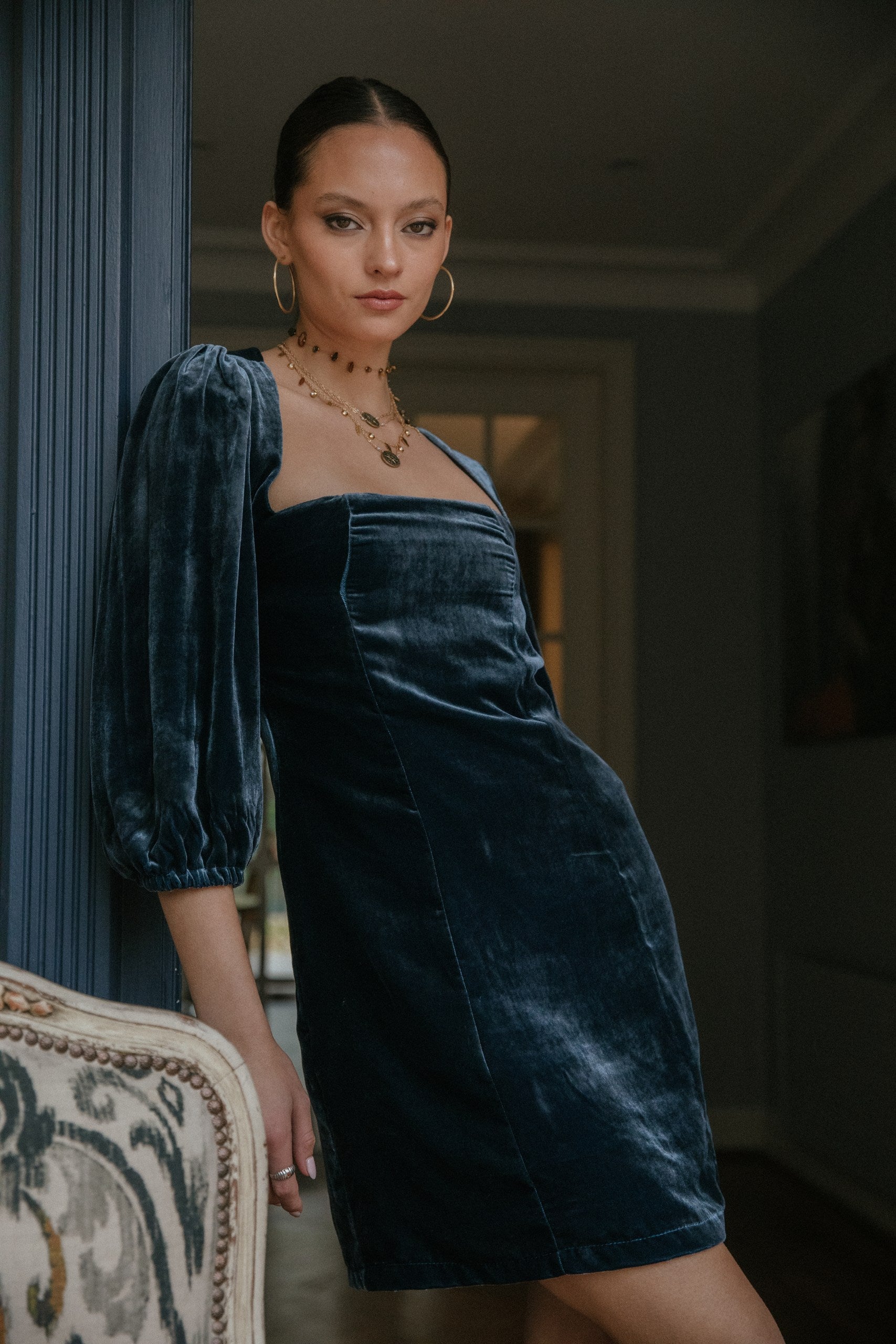Vestido Lime Velvet · Azul Prusia