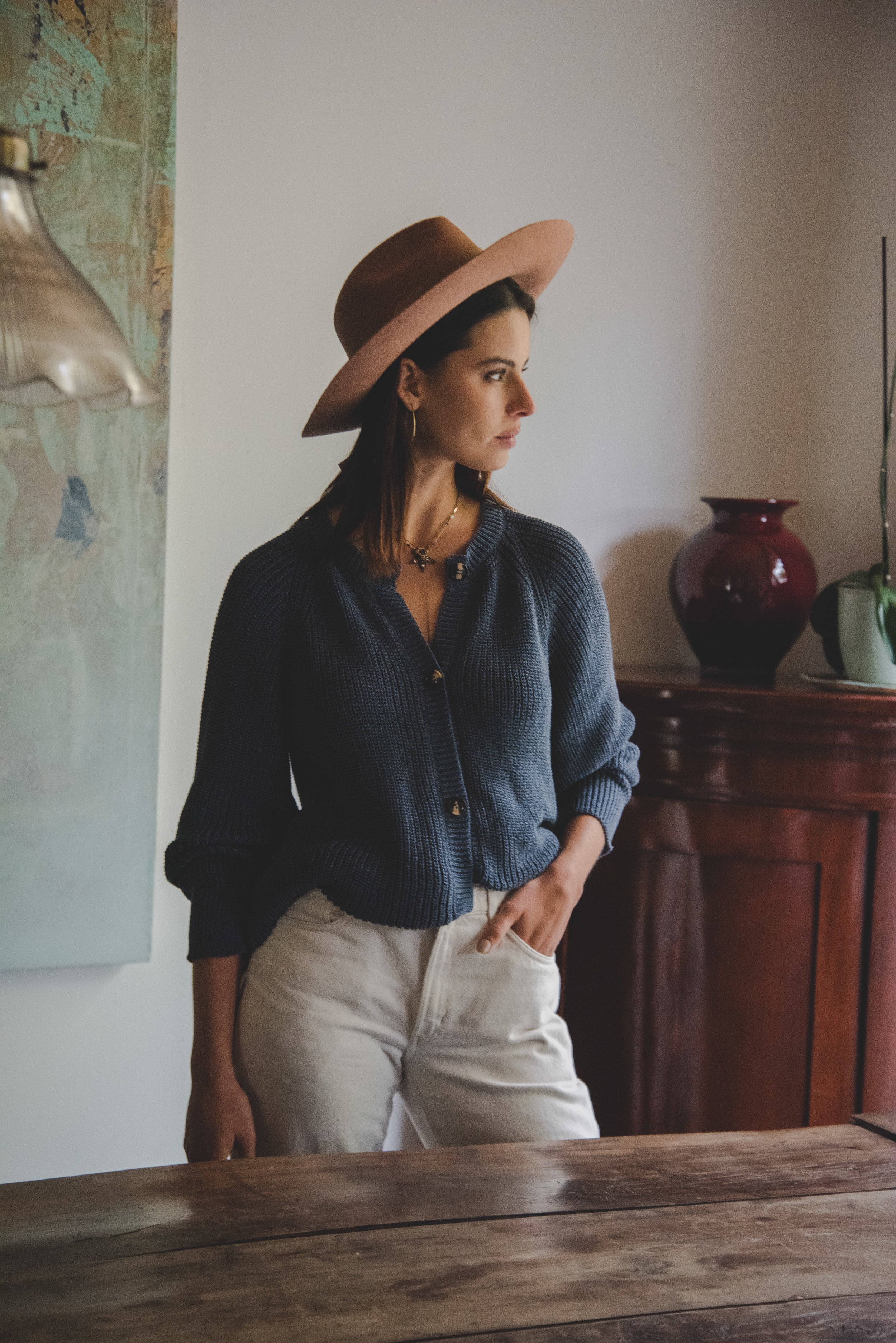 Cardigan Ema · Azul Piedra