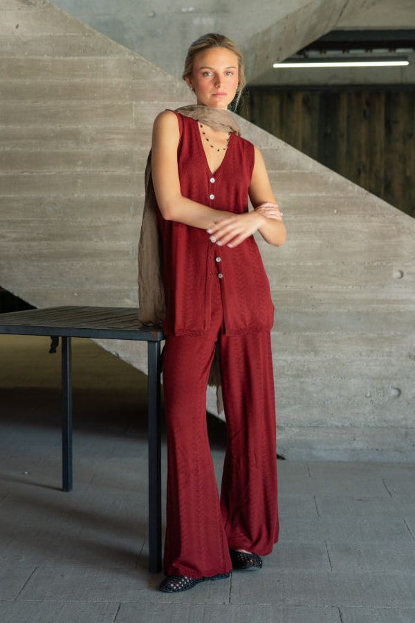 Pantalon Ondas · Granate