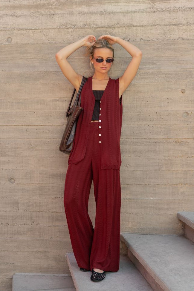Pantalon Ondas · Granate