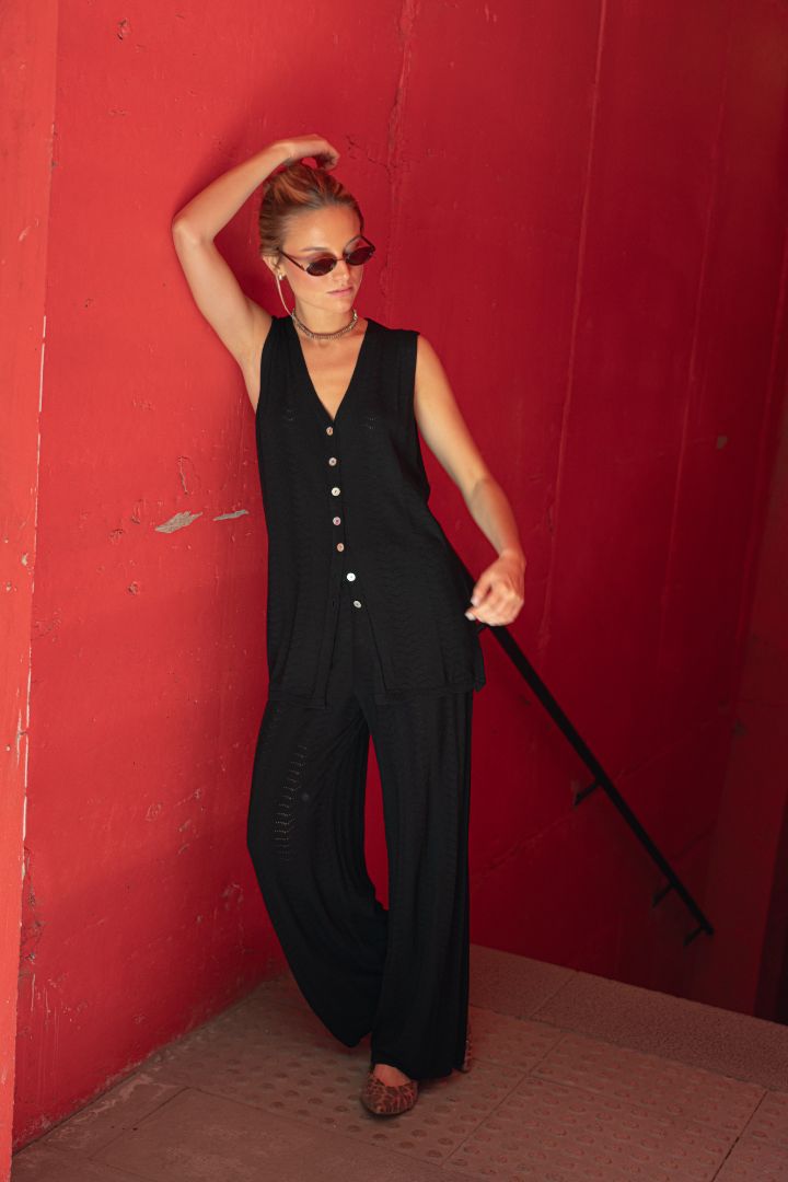 Pantalon Ondas · Negro